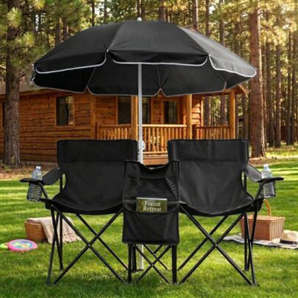 Outdoor Sports Umbrella - Składane krzesło wędkarskie XL z parasolem