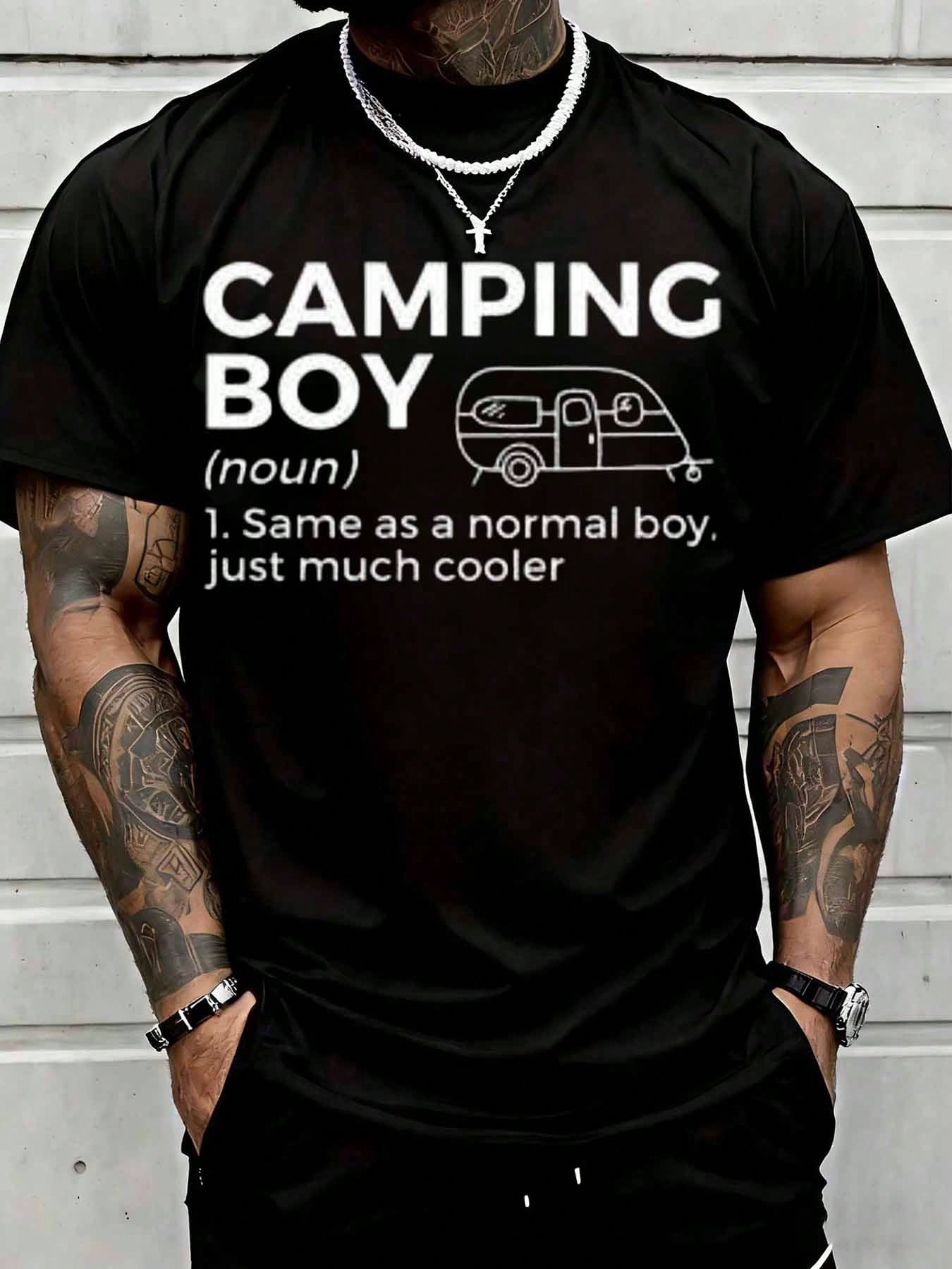 Outdoor Sports Adventure - Koszulka z zabawnym nadrukiem „Camping Boy”
